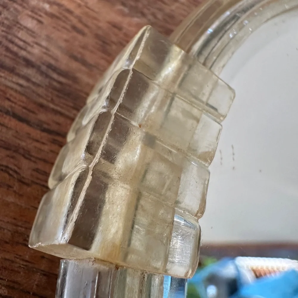 Lucite Vanity Vintage Clear Plastic MCM Handheld Mirror Acrylic Art Deco